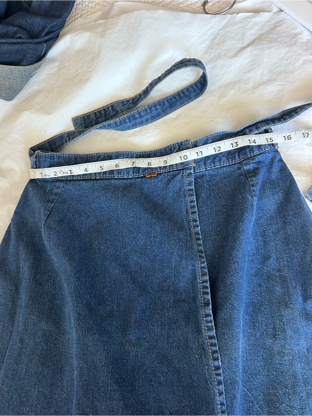 Levi’s Vintage 1970s Orange Tab Wrap A-Line Denim Midi Skirt Rare - Picture 13 of 14